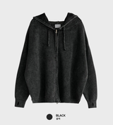 Can't Vint Dying Overfit Hooded Knit Zip-Up