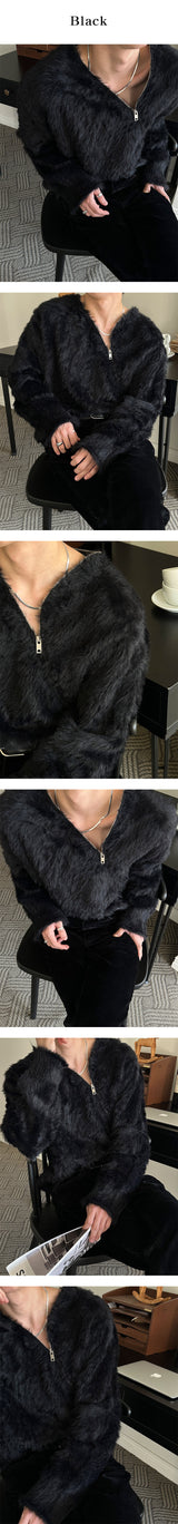 [F/W] Angora brush side zipper knit(2color)