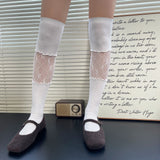 Lace Ribbon Scrunch Long Socks