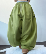 フリース❤スナップポイントバルーントレーニングパンツ💚🩷🧸🩶🖤6カラー