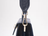 LAZEL CROC flap tote leather bag / Wani Navy