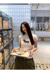 ダックスフント ラウンド スパンデックス Tシャツ
