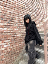 Crack Vintage Lettering Hooded Zip-Up