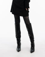 Y2K check pattern see-through black stockings (Black)