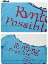 wide neck off-shoulder lettering long-sleeve t-shirt