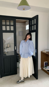 [SALE] Sora Back Point Shoulder Puff Blouse