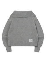 オビアカラーネックニットジップアップ (3COLOR)