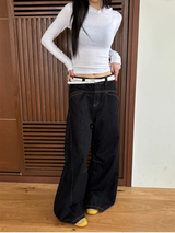 [Unisex] ステッチブーツカットデニムパンツ