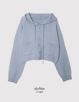 Pocket Crop Loose Hood Knit Cardigan (5color)