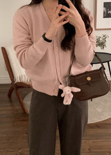 Pastel V-neck Alpaca Wool Cardigan (12color)