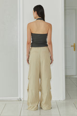 BELT LAYER PANTS / BEIGE