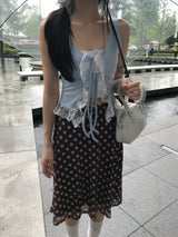 Lovesome Lace Frill Ribbon Sleeveless Top