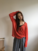 オッティ フリル ボタン ノースリーブ トップ (3color)