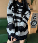 ZEBRA BLACK MARBLING BOXY MODERN HIP KNIT