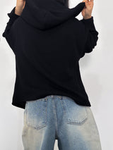 [UNISEX] ベーシックなオーバーサイズルーズビッグフードジップアップ - 2 COLOR