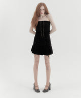 コルセットプリーツロースカート Black