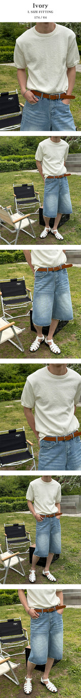 [S/S] Boucle round neck half knit(6color)