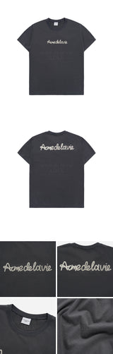 24FW CHAIN EMBOSSING SCRIPT PRINTING SHORT SLEEVE T-SHIRT CHARCOAL 