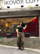 string low-rise cargo pants