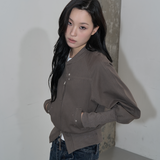 BANDING CROPPED COTTON JACKET (KHAKI BROWN)