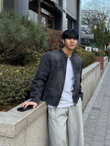 Stone-washed biker jacket