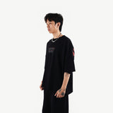 HIERARCHY STUDIOS TMTNW - ブラックバーンアウトワイドオーバーサイズTシャツ