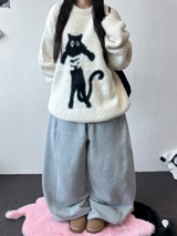 バルーンワイドコライド ベルトポイントフリースバルーンワイドパンツ🖤💜 5カラーズ