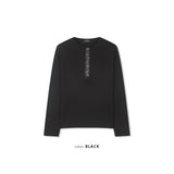 Leather ribbed henry neck long sleeves(Black)