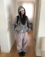 モア ツーウェイチェック フードジップアップ