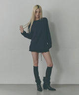 Button Roll-Up Loose-Fit Long Sleeve [Navy]