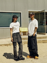 (W) カッティングラインクロップ半袖Tシャツ