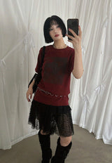 FLOWER PRINTING FLEECE TOP (RED)