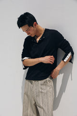 Need stripe wide denim pants(Ivory)