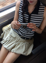 Eileen Stripe Collar Sleeveless T-shirt