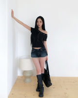 Harbor Embossed Denim Low Short Pants