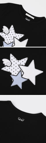 ミックススターエンジェルパッチTシャツ (ブラック) F25QB117