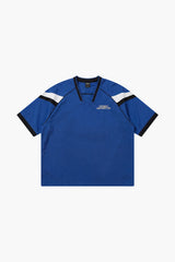 Sporty Color Block Half Jersey Short Sleeve