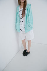 shirring neck hood zip-up(3colors)