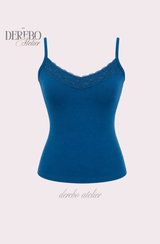 Deep Blue Lace Sleeveless Top