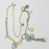 Heart keyring Silver Gold Chain Belt