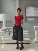 Sonya Whole Slit Layered Short Sleeve T-shirt