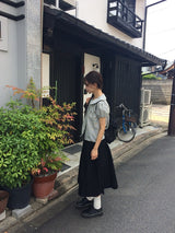 Odile Double Button Puff Check Collar Shirt Blouse