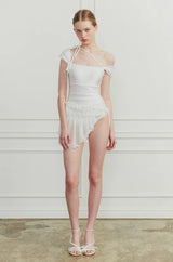 DEW COWL SWIMSUIT white
