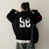 Moco Number Patch Embroidery Overfit Two Way Hooded Zip-Up