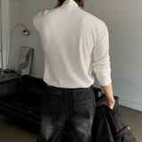LMN Course Fleece-Lined Warmer Half Turtleneck Long-Sleeved T-Shirt (2 colors)