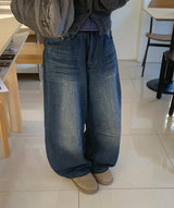Hison Balloon Wide Brushed Denim Pants