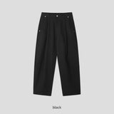 A-line Curved Wide Cotton Pants 3COLOR