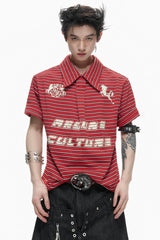 Striped Badge Polo Shirt