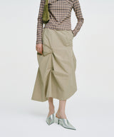DOZI - Pinched Long Skirt _ BEIGE