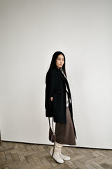 Fuzzy heavy wool coat, Black